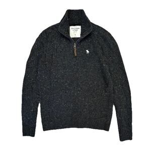 Abercrombie And Fitch Y2K Men’s Knit Quarter Zip Wool Blend Sweater Gray Size S